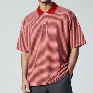 Properly Tied Mens Red White Stripe‎ Golf Polo Shirt 2XL